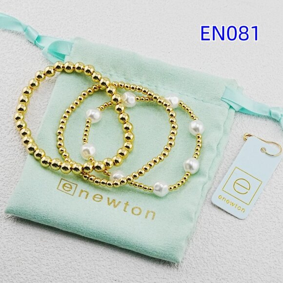 Enewton Gold Bead & White Pearl Bracelet Set - Picture 2 of 4